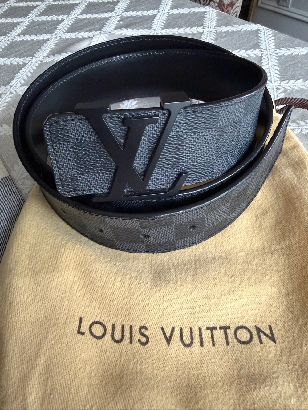 Louis Vuitton Black and Gray Men's LV Initiales Reversible Belt